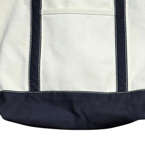 Lands End Large Boat & Tote Bag Open Top Regular Handle Navy 22x17 Heavy Canvas - Picture 4 of 10
